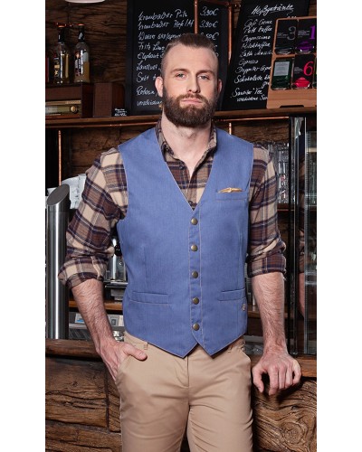 Chaleco Hombre Estilo Vaquero. Pol-Alg. Azul Vintage