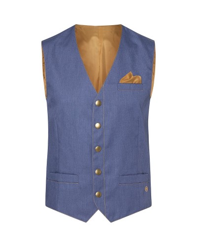 Chaleco Hombre Estilo Vaquero. Pol-Alg. Azul Vintage