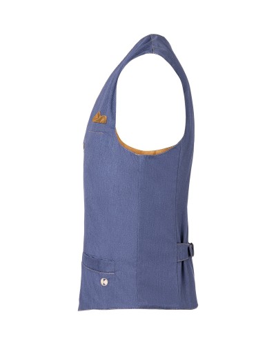 Chaleco Hombre Estilo Vaquero. Pol-Alg. Azul Vintage