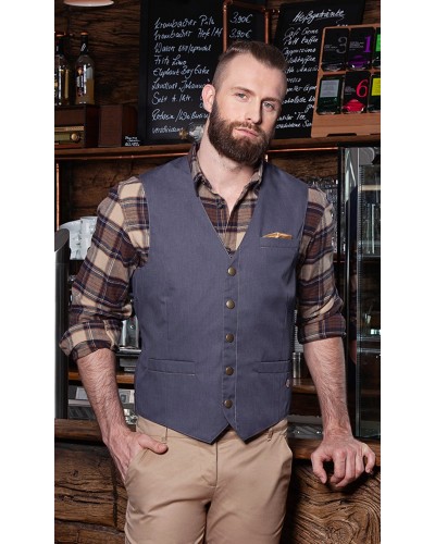 Chaleco Hombre Estilo Vaquero. Pol-Alg. Azul Vintage