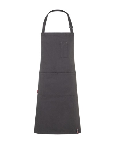Delantal de Peto estilo Denim Bistro ROCK CHEF®. 65% Poliéster - 35% Algodón. 195 g/m²