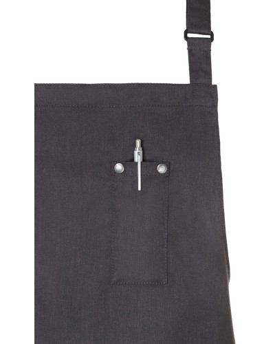 Delantal de Peto estilo Denim Bistro ROCK CHEF®. 65% Poliéster - 35% Algodón. 195 g/m²