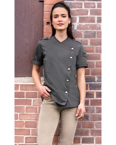 Chaq Chef Mujer, m/corta estilo Denim ROCK CHEF® Negro Vintage