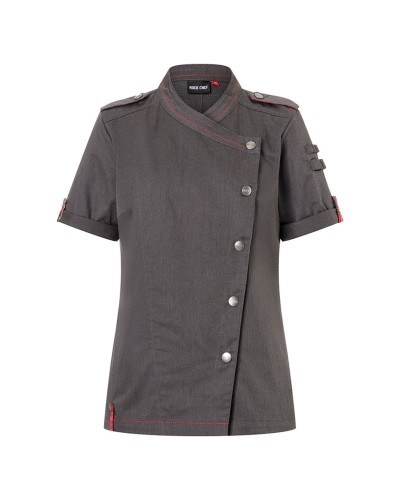 Chaq Chef Mujer, m/corta estilo Denim ROCK CHEF® Negro Vintage