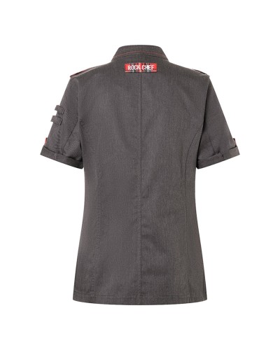 Chaq Chef Mujer, m/corta estilo Denim ROCK CHEF® Negro Vintage