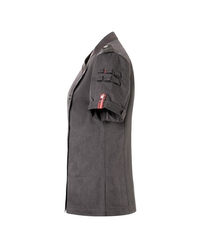 Chaq Chef Mujer, m/corta estilo Denim ROCK CHEF® Negro Vintage