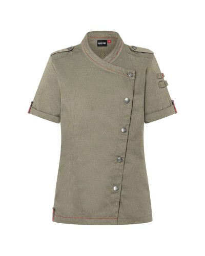 Chaq Chef Mujer, m/corta estilo Denim ROCK CHEF® Negro Vintage