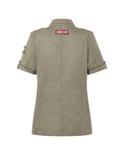 Chaq Chef Mujer, m/corta estilo Denim ROCK CHEF® Negro Vintage