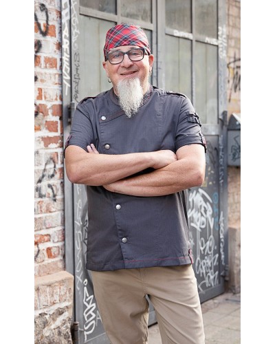 Chaq Chef Hombre, m/corta estilo Denim ROCK CHEF®  Negro Vintage