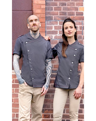 Chaq Chef Hombre, m/corta estilo Denim ROCK CHEF®  Negro Vintage