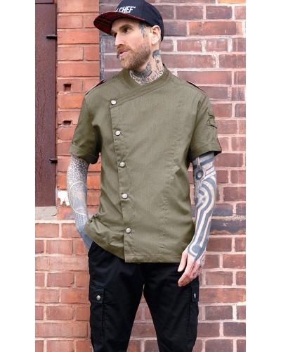 Chaq Chef Hombre, m/corta estilo Denim ROCK CHEF®  Negro Vintage