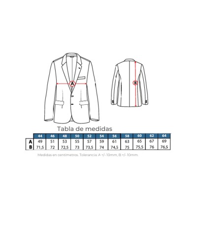 Americana hombre bielastica sin forrar. 100% Poliéster 180 gr/m2
