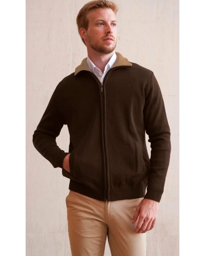 Chaqueta semicisne comb cierre cremallera. 50% Lana-50% Acrílico Tabaco
