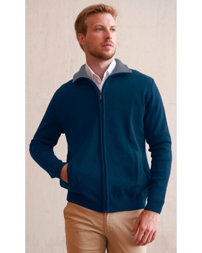 Chaqueta semicisne comb cierre cremallera. 50% Lana-50% Acrílico Tabaco