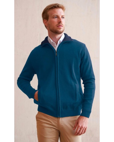 Chaqueta semicisne comb cierre cremallera. 50% Lana-50% Acrílico Tabaco