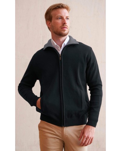 Chaqueta semicisne comb cierre cremallera. 50% Lana-50% Acrílico Tabaco