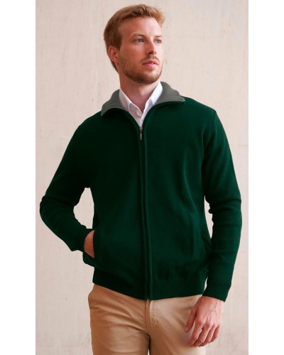 Chaqueta semicisne comb cierre cremallera. 50% Lana-50% Acrílico Tabaco