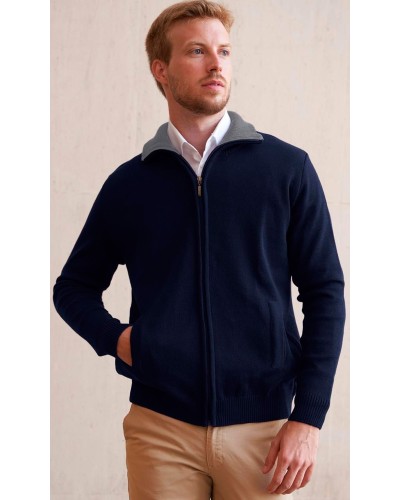 Chaqueta semicisne comb cierre cremallera. 50% Lana-50% Acrílico Tabaco
