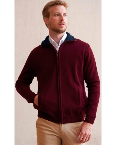 Chaqueta semicisne comb cierre cremallera. 50% Lana-50% Acrílico Tabaco