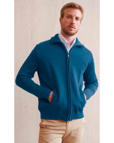 Chaqueta cuello semicisne cremallera. 50% Lana Virgen - 50% Acrílico Granate