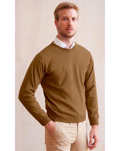 Jersey cuello redondo 100% Algodón Camel