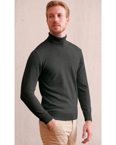 Jersey hombre cuello cisne. 50% Lana Merino - Acrílico Marengo