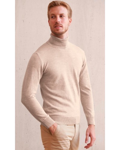 Jersey hombre cuello cisne. 50% Lana Merino - Acrílico Marengo