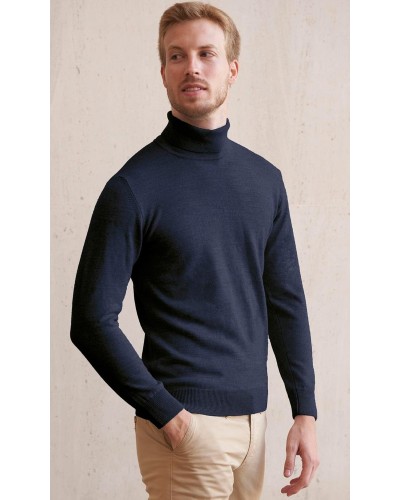 Jersey hombre cuello cisne. 50% Lana Merino - Acrílico Marengo