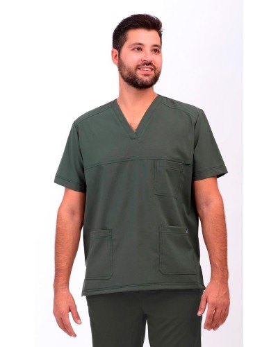 Casaca Unisex Microfibra Canesú. VERDE MILITAR
