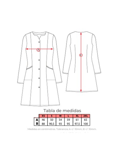 Bata sin Cuello. 55% Alg. - 42% Pol. - 3% Elas.