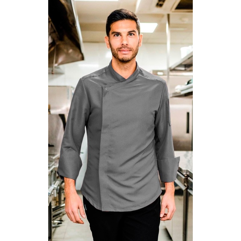 Chaqueta Cocina de Hombre. 100% Pol. GRIS MEDIO