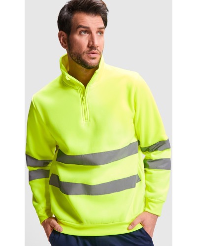 Sudadera de alta visibilidad con media cremallera.100% poliéster, 280 g/m².