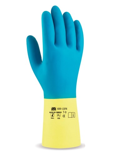 Guante de Látex con refuerzo de Neopreno, riesgos mecánicos, químicos y microorganismos.
