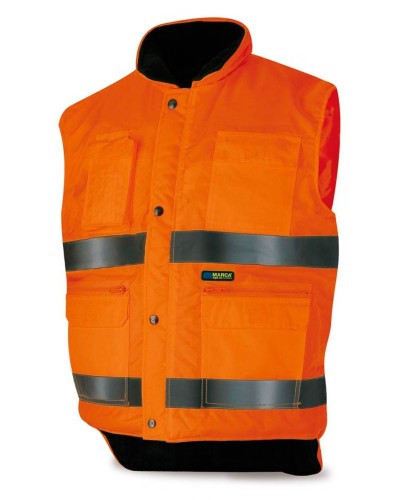 Chaleco Alta Visibilidad acolchado. Multibolsillos 450 gr.
