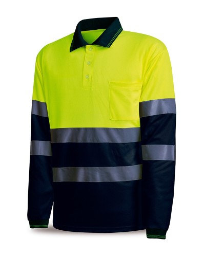 Polo Bicolor Alta Visibilidad. Poliéster 150 gr.