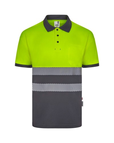 Polo Poliéster Reciclado Bicolor M/C Cinta Segmentada. UPF 50+