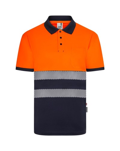Polo Poliéster Reciclado Bicolor M/C Cinta Segmentada. UPF 50+