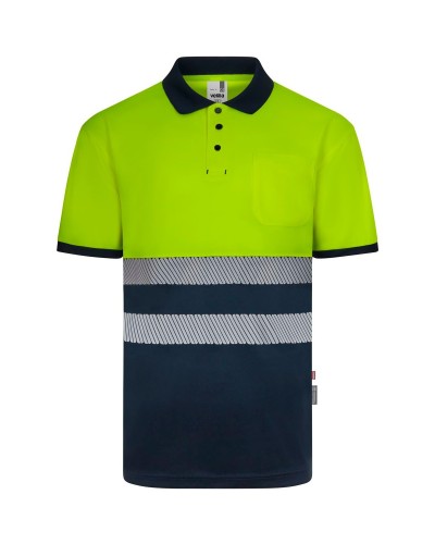Polo Poliéster Reciclado Bicolor M/C Cinta Segmentada. UPF 50+