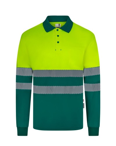 Polo Poliéster Reciclado Bicolor M/L Cinta Segmentada. UPF 50+
