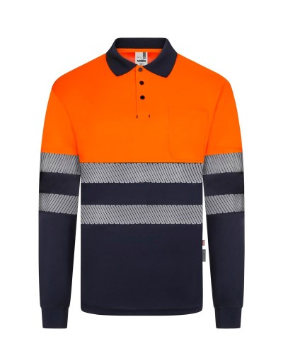 Polo Poliéster Reciclado Bicolor M/L Cinta Segmentada. UPF 50+