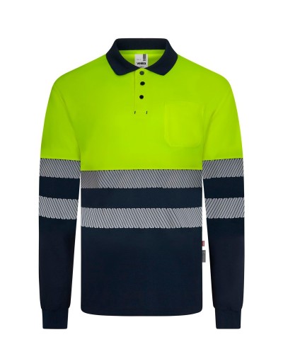 Polo Poliéster Reciclado Bicolor M/L Cinta Segmentada. UPF 50+