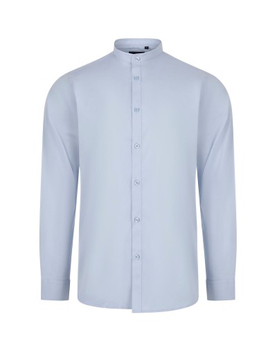 Camisa Stretch cuello Mao. 67% alg. 29% pol. 4% elas. CELESTE