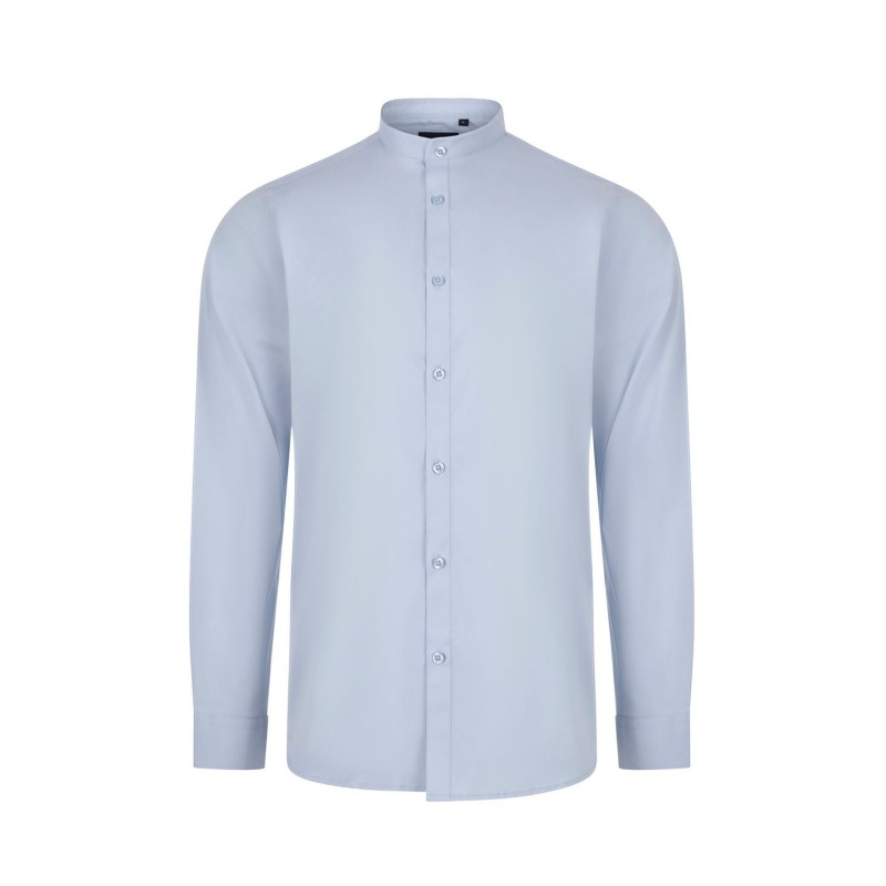 Camisa Stretch cuello Mao. 67% alg. 29% pol. 4% elas. CELESTE