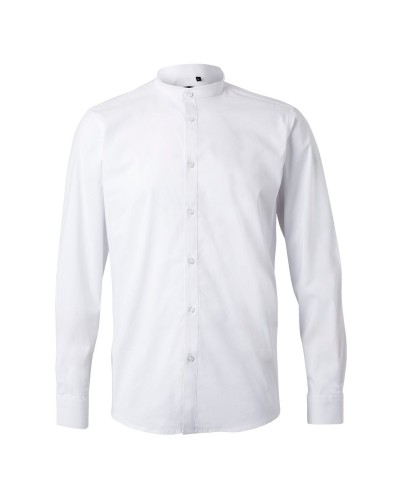 Camisa Stretch cuello Mao. 67% alg. 29% pol. 4% elas. CELESTE