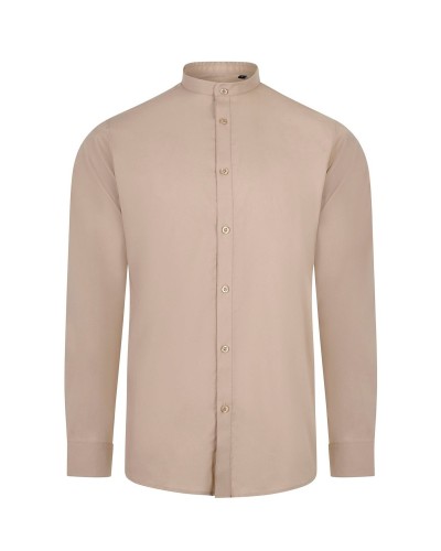 Camisa Stretch cuello Mao. 67% alg. 29% pol. 4% elas. CELESTE