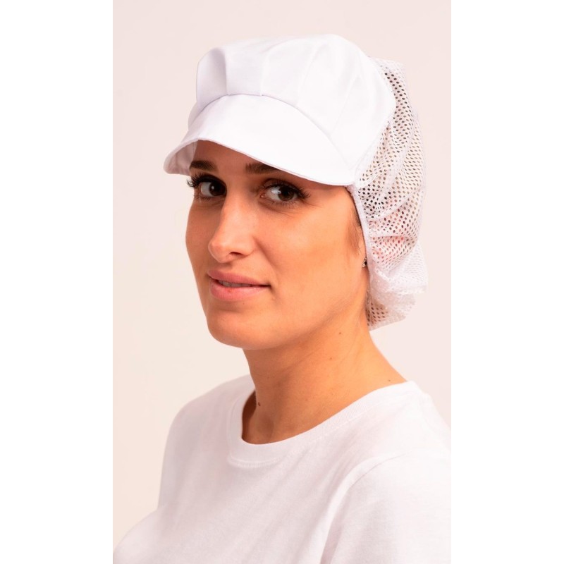 Pack Cofia con visera, 5 unid. 65% Pol. 35% Alg. Rejilla 100% Poliéster