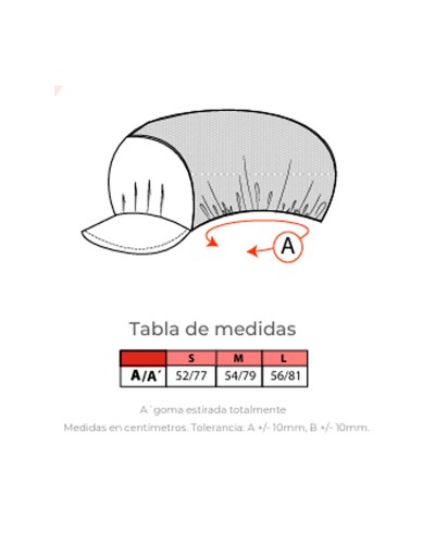 Pack Cofia con visera, 5 unid. 65% Pol. 35% Alg. Rejilla 100% Poliéster