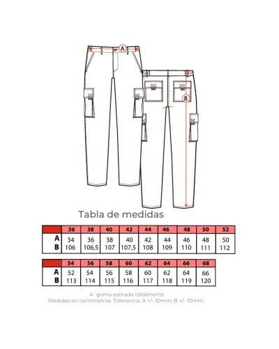Pantalón de trabajo Elástico e Hidrofugado. 70% Pol. 26% Alg. 4% Elas. 240gr/m2