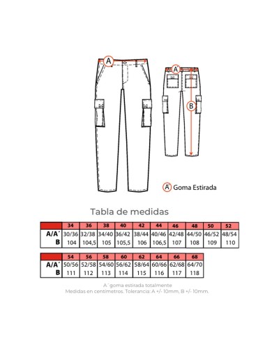 Pantalón Multibolsillos. 60% Pol. 37% Alg. 3% Elas. 240 gr/m2