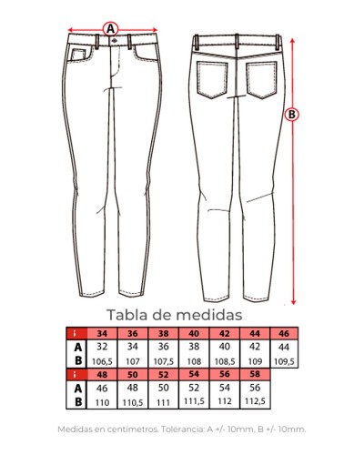 Vaquero Elástico cinco bolsillos. 98% Alg. - 2% Elastano, 300gr/m2
